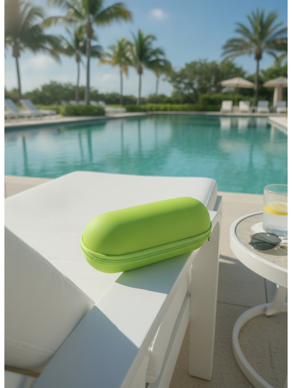 NWOT | Clinique | Lime Green Neoprene Sunglasses Glasses Case Zip Around 7"